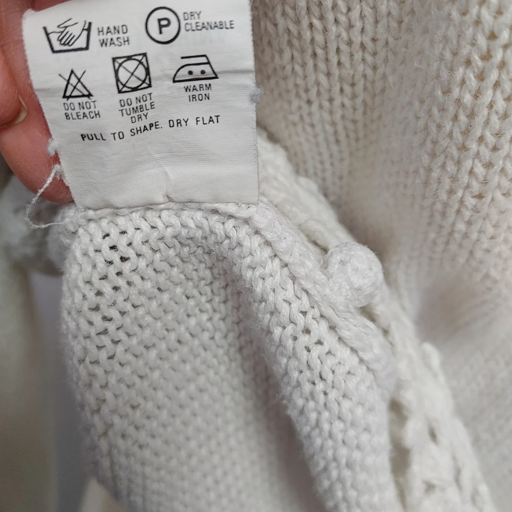 Vintage Hand Crafted Ramie Cotton Rosebud Crochet Cardigan Size S/M - Picture 10 of 12